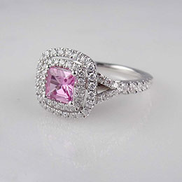 diamond ring with pink gemstone