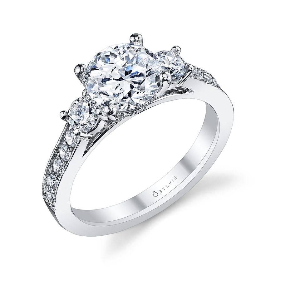 engagement ring with three diamonds