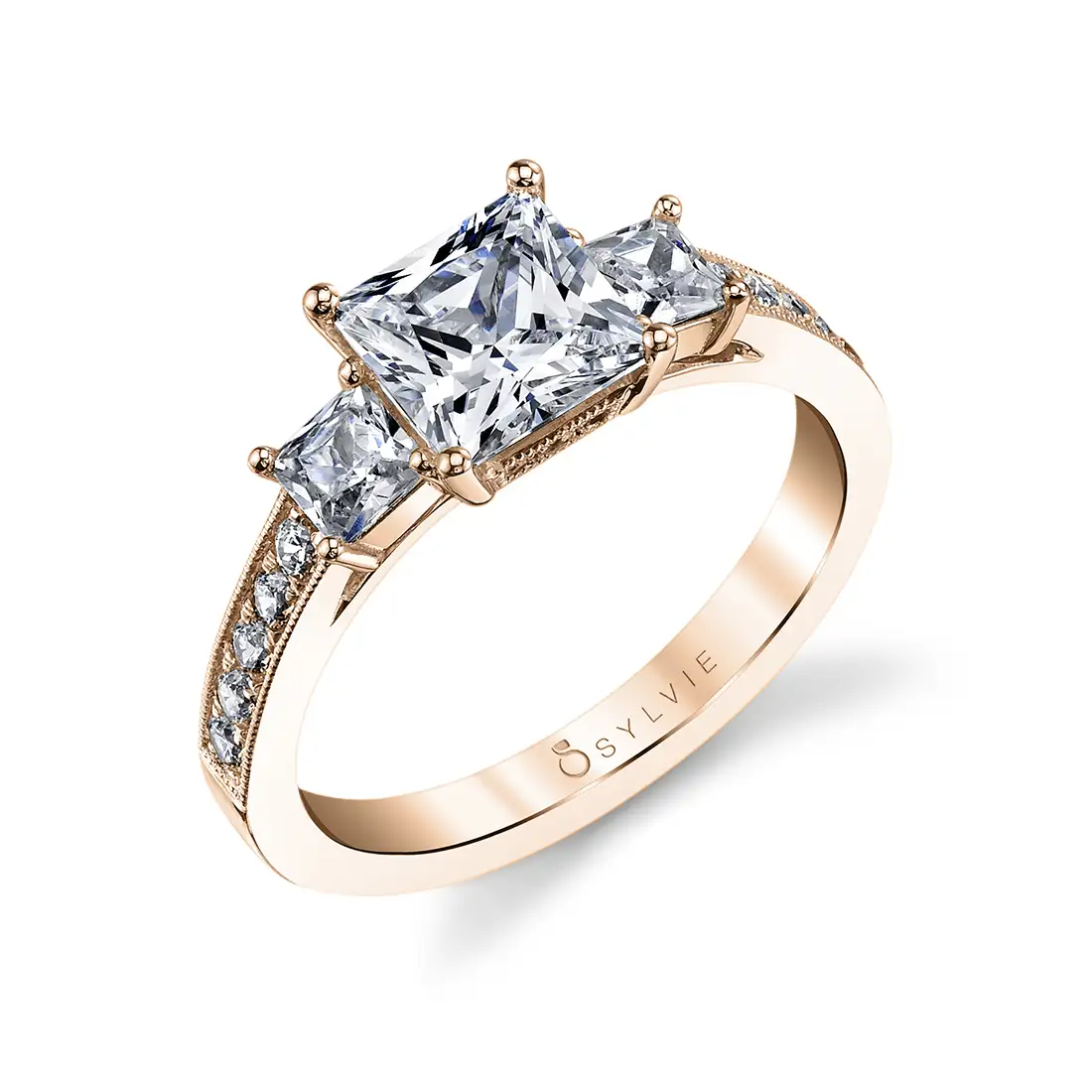 Stone Princess Cut Engagement Ring Princess Cut Three Stone
