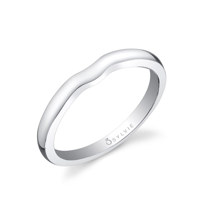 shiny shank wedding band in white gold