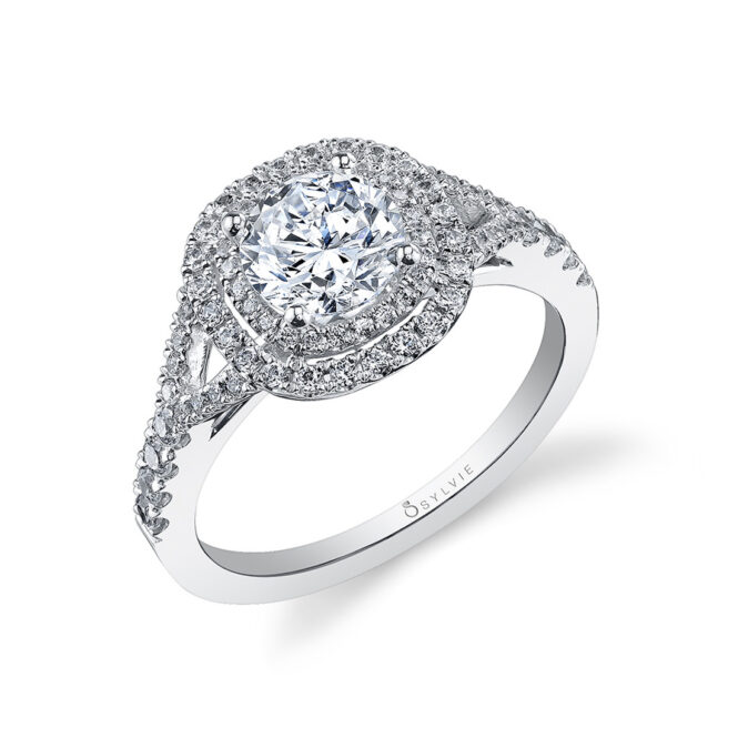 Cushion Cut Double Halo Engagement Ring 