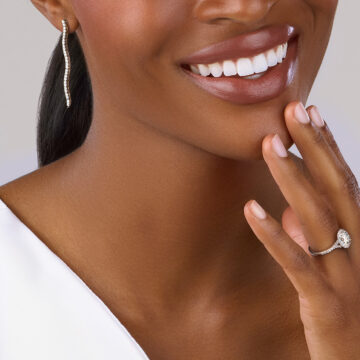 White Gold Curved Classic Diamond Earrings