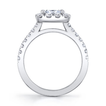 White Gold Princess Cut Classic Halo Engagement Ring - Jacalyn
