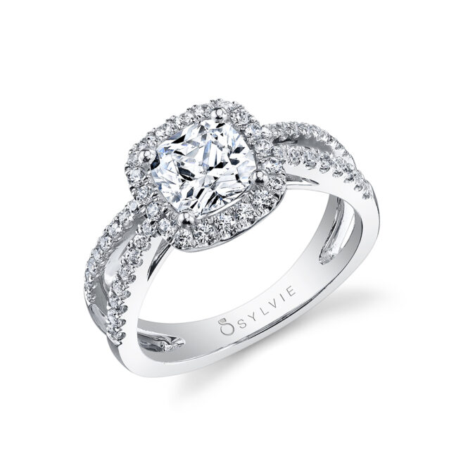 Split Shank Engagement Ring with Halo