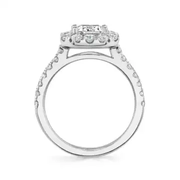 White Gold Emerald Cut Classic Halo Engagement Ring - Olivia