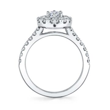 White Gold Marquise Cut Classic Halo Engagement Ring - Olivia
