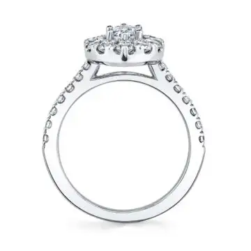 White Gold Marquise Cut Classic Halo Engagement Ring - Olivia