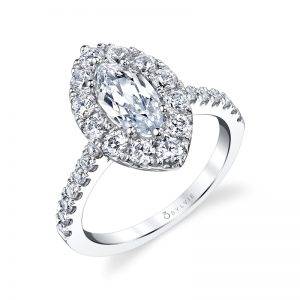 Samantha – Marquise Cut Halo Engagement Ring