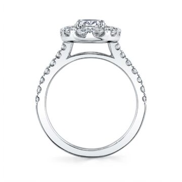 White Gold Oval Cut Classic Halo Engagement Ring - Olivia
