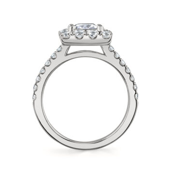 White Gold Princess Cut Classic Halo Engagement Ring - Olivia