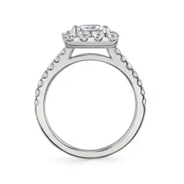 White Gold Princess Cut Classic Halo Engagement Ring - Olivia