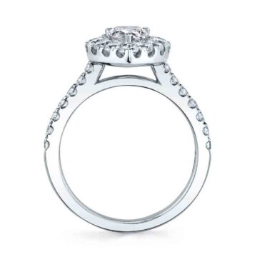 White Gold Pear Shaped Classic Halo Engagement Ring - Olivia