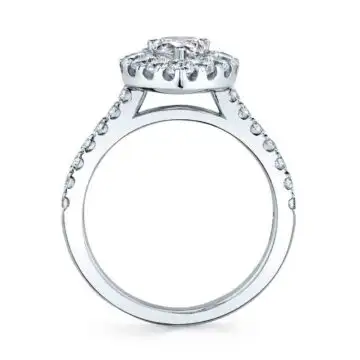 White Gold Pear Shaped Classic Halo Engagement Ring - Olivia