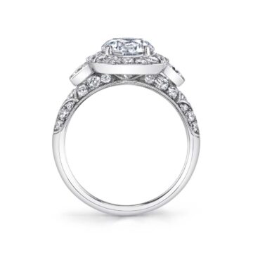 White Gold Round Cut Modern Vintage Engagement Ring - Mirabelle