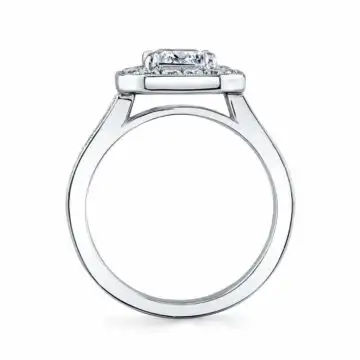 White Gold Emerald Cut Modern Vintage Halo Engagement Ring - Cassie