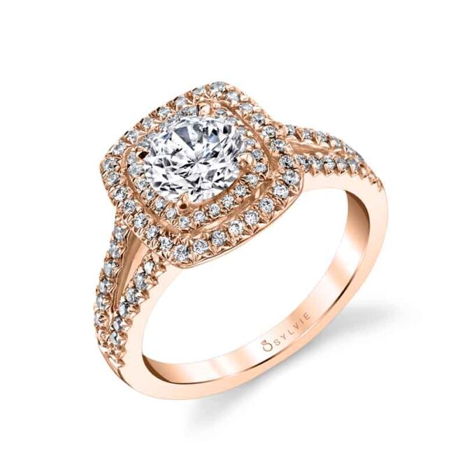 Cushion Shaped Double Halo Engagement Ring