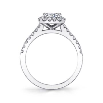 White Gold Oval Cut Engagement Ring with Halo - Emma