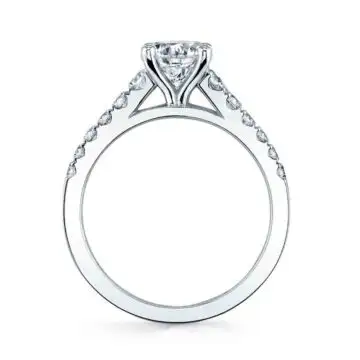 White Gold Round Cut Classic Engagement Ring - Isadora
