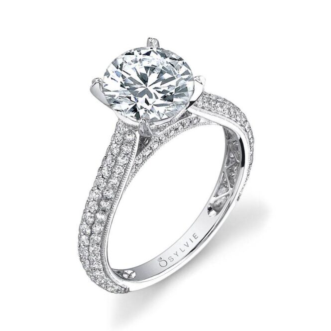 Micro Pave Solitaire Engagement Ring