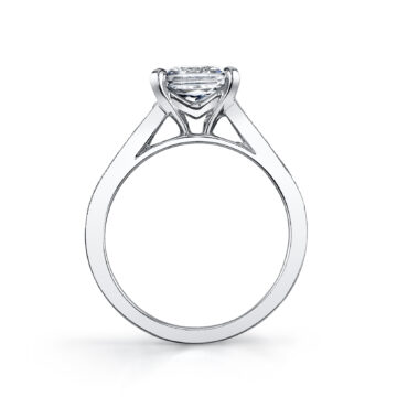 White Gold Modern Baguette Engagement Ring - Colletta