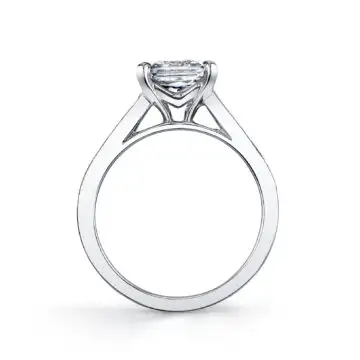 White Gold Modern Baguette Engagement Ring - Colletta