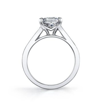 White Gold Modern Princess Cut Baguette Engagement Ring - Colletta