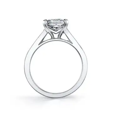 White Gold Modern Princess Cut Baguette Engagement Ring - Colletta