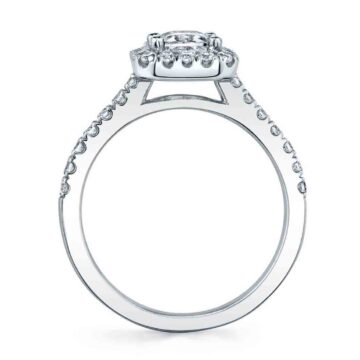 White Gold Emerald Cut Classic Halo Engagement Ring - Chantelle