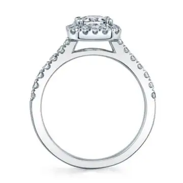 White Gold Emerald Cut Classic Halo Engagement Ring - Chantelle
