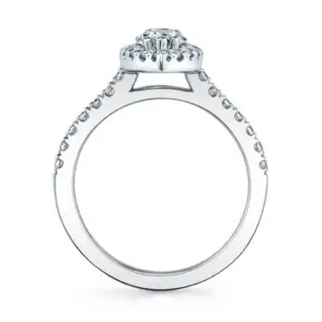 White Gold Marquise Cut Classic Halo Engagement Ring - Chantelle