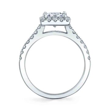 White Gold Princess Cut Classic Halo Engagement Ring - Chantelle