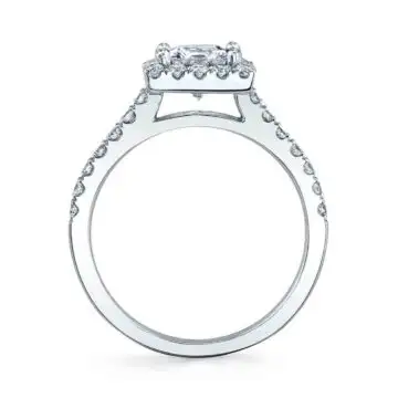 White Gold Princess Cut Classic Halo Engagement Ring - Chantelle