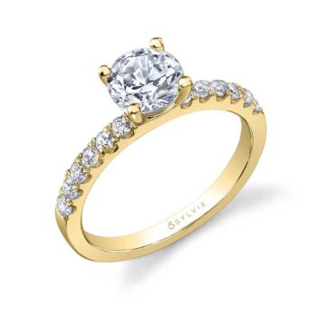 White Gold Round Cut Classic Engagement Ring - Lyna