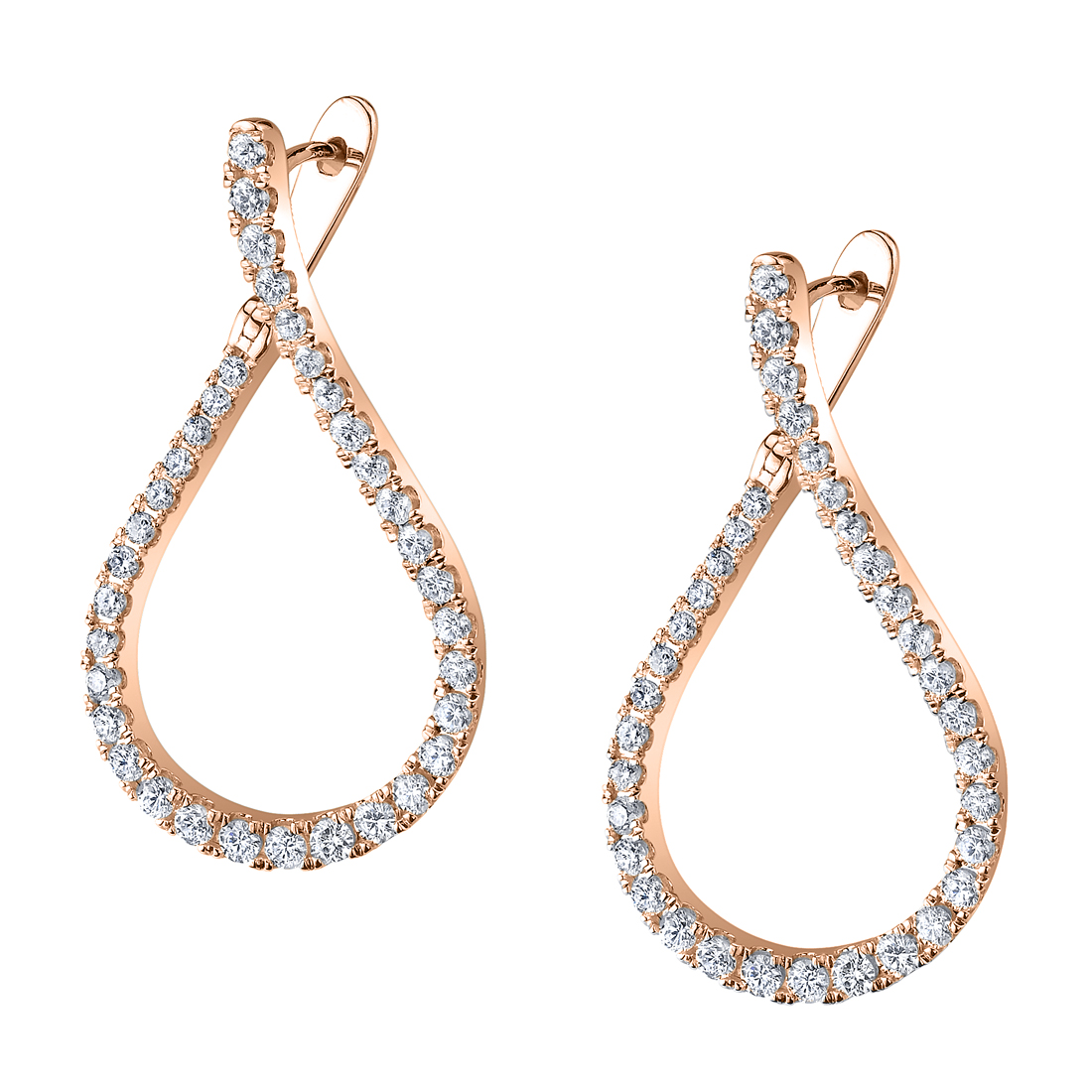 Unique Diamond Hoop Earrings in Rose Gold
