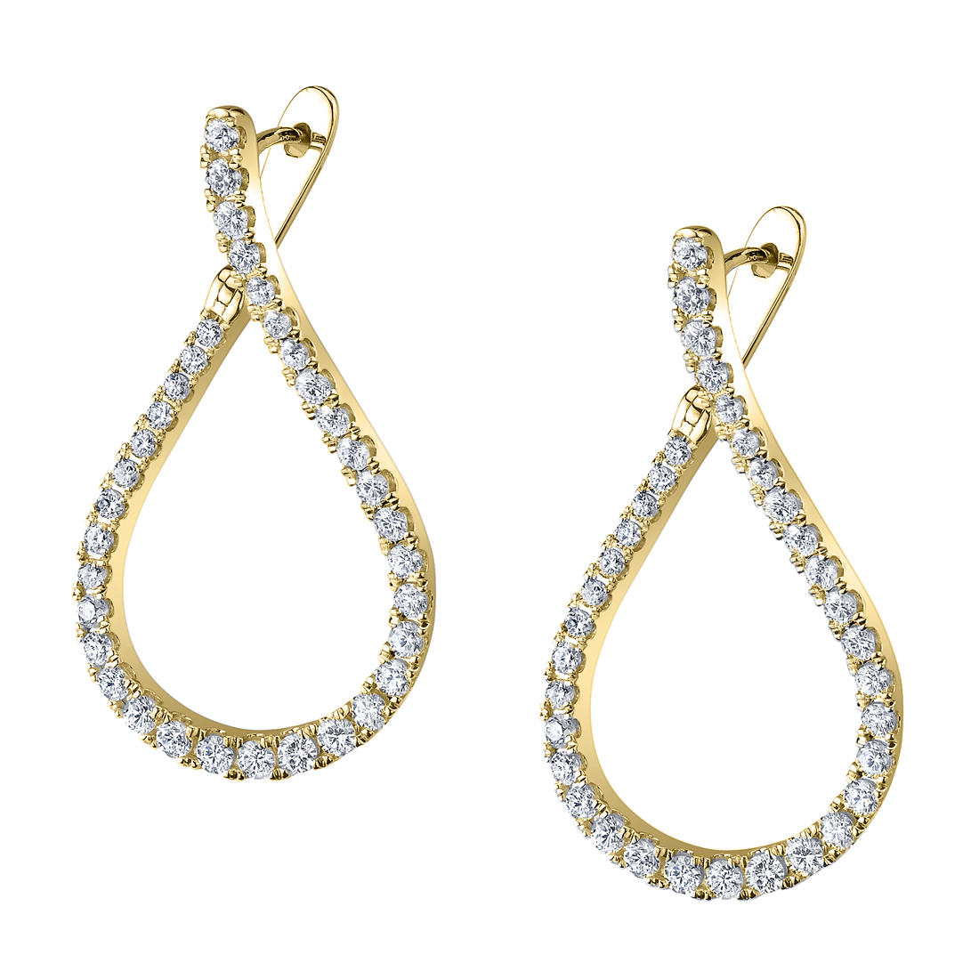 Unique Diamond Hoop Earrings in Yellow Gold