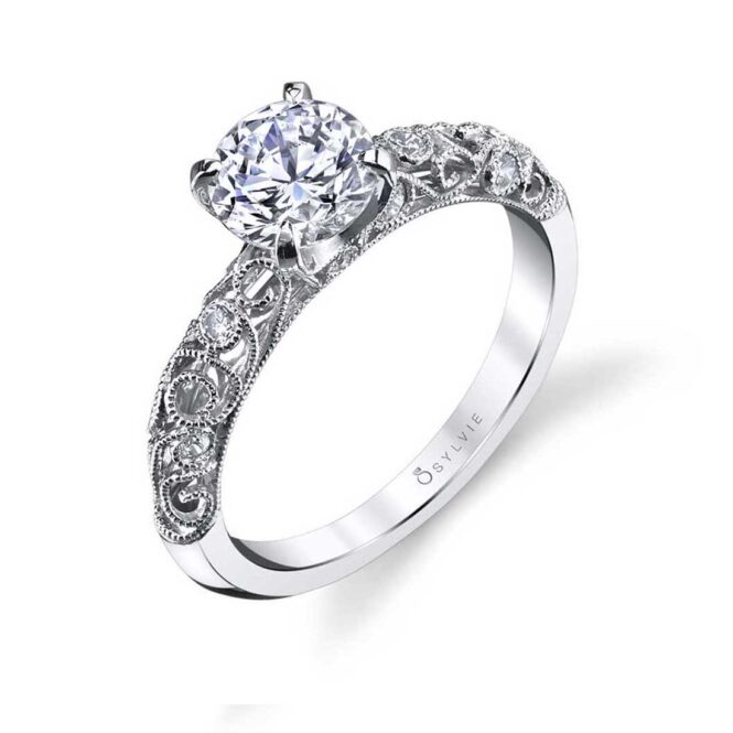 Round Cut Modern Vintage Solitaire Engagement Ring