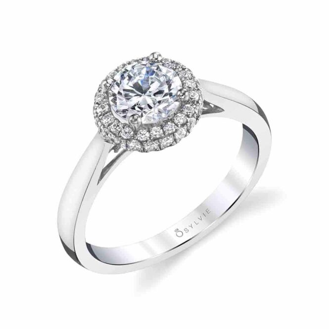 Pave Halo Engagement Ring