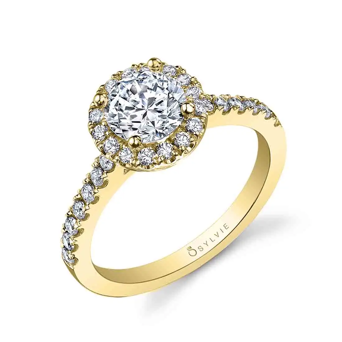 yellow gold halo engagement ring