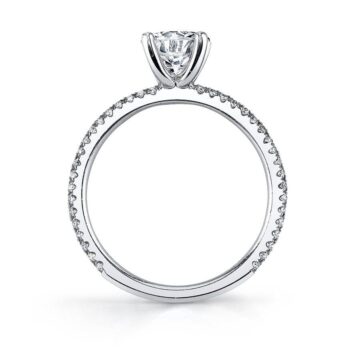 White Gold Round Cut Classic Round Engagement Ring - Jeana