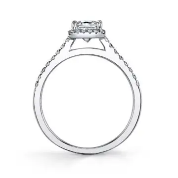 White Gold Round Cut Classic Halo Engagement Ring - Chantelle