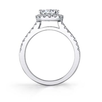 White Gold Round Cut Classic Two Tone Halo Engagement Ring - Chantelle