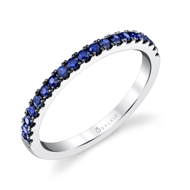 Blue sapphire wedding band by Sylvie