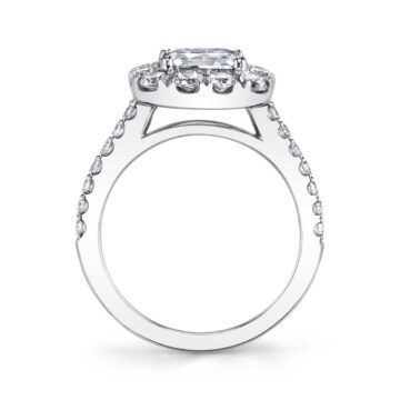 White Gold Round Cushion Cut Classic Halo Engagement Ring - Olivia