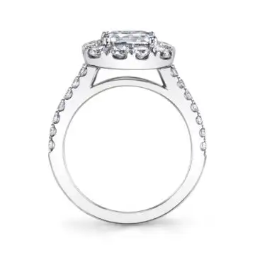 White Gold Round Cushion Cut Classic Halo Engagement Ring - Olivia