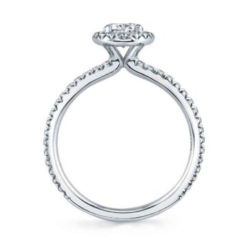 White Gold Oval Cut Classic Halo Engagement Ring - Vivian