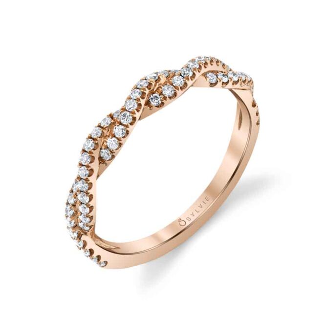 Modern Spiral Wedding Band in Rose Gold