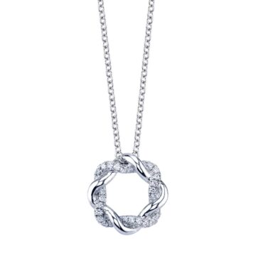 White Gold Diamond Swirl Pendant