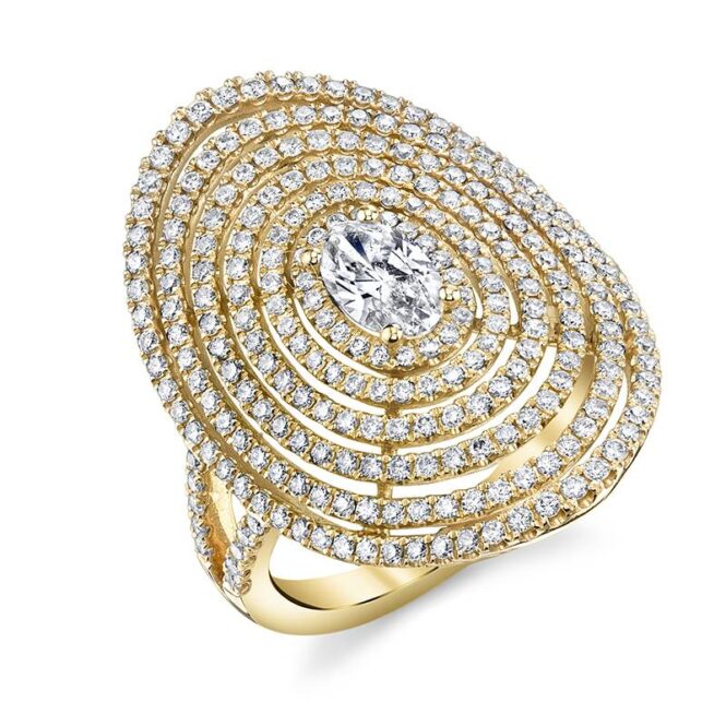Unique Oval Cut Halo Fashion Ring