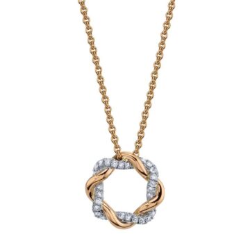 White Gold Rose Gold Diamond Swirl Pendant