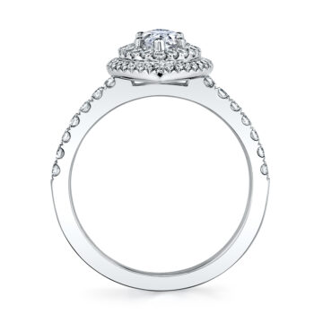 White Gold Marquise Cut Double Halo Engagement Ring - Claudia